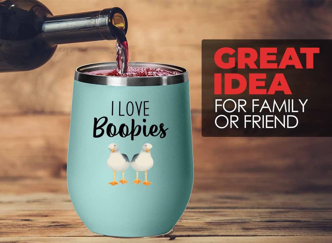 Bird Lover Teal Edition Wine Tumbler 12oz - Love boobies - Hummingbird Nest Cage Parrot Dad Gardening Outdoor Birdwatcher Feeder