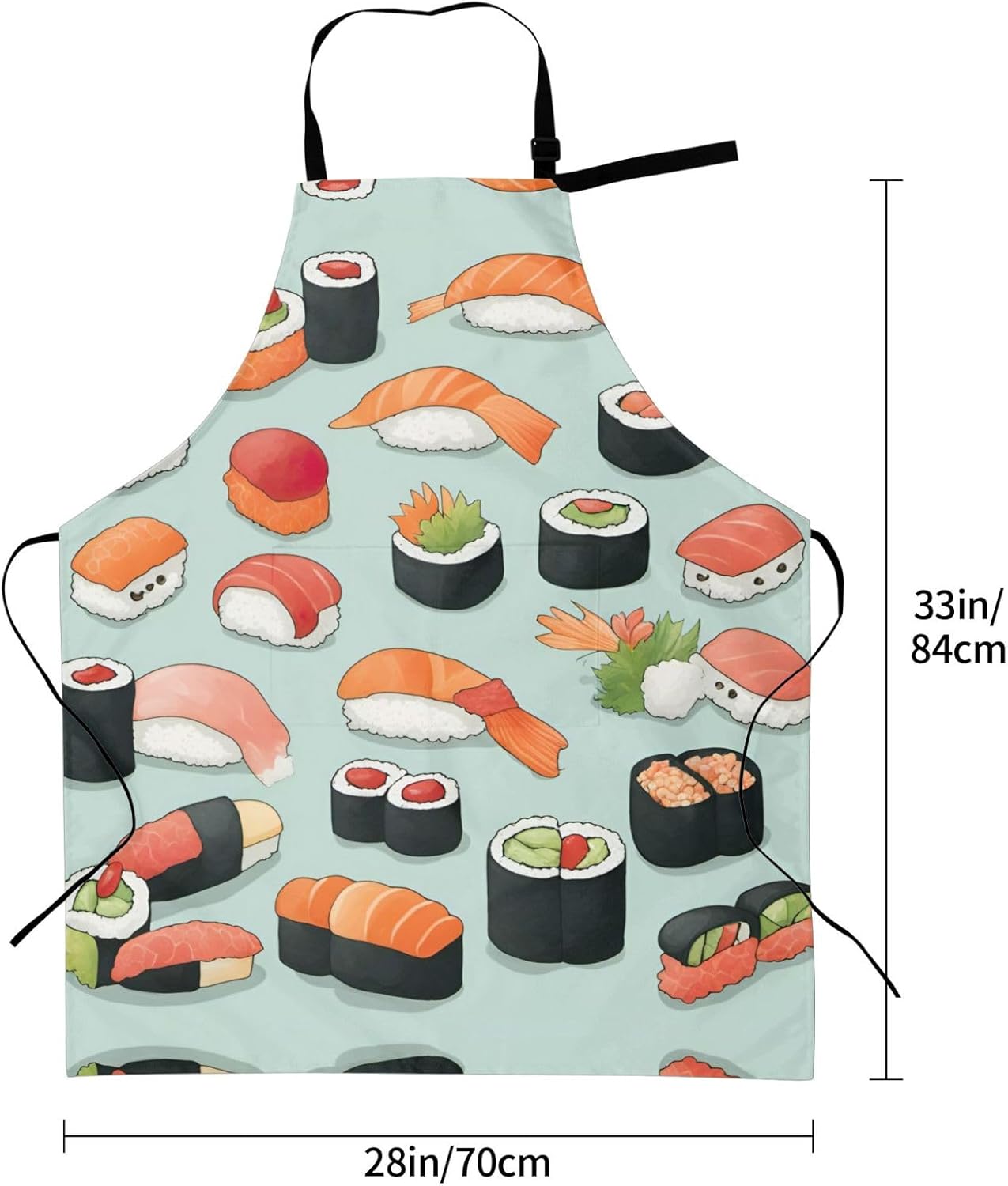 Delicious sushi print Waterproof chef's apron with pocket apron for kitchen cooking baking barbecue and gardening