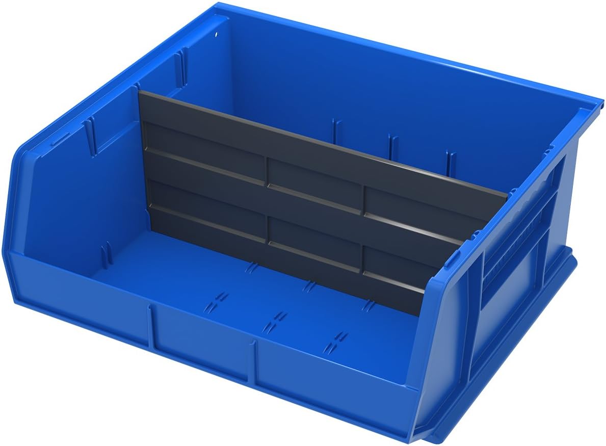 Akro-Mils 41250 Plastic Width Dividers for AkroBins Stackable Storage Bins Model 30250, Custom Storage Inserts for Tools, Crafts & Supplies, 6-Pack, Black