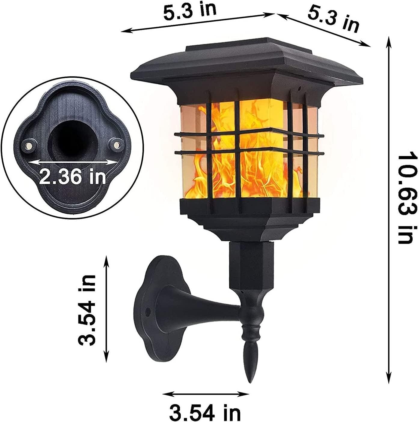 Porch Light Solar Wall Lamp Led Flickeflame Wall Light 2 Pack Waterproof Solar Outdoor Sconces Dusk to Dawn Auto On/Off, for Garden Patio Yard Door Stairs Front Door