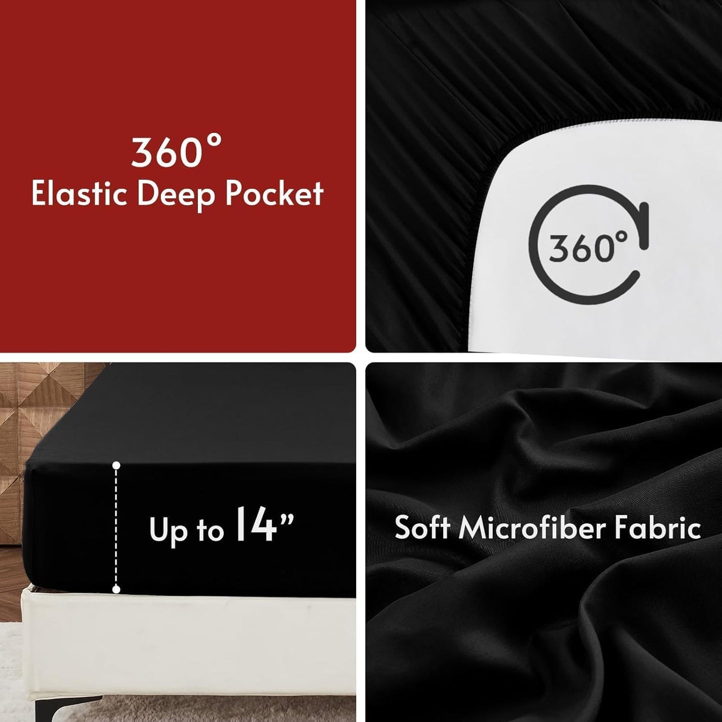 MUXHOMO 7 Pieces Queen Comforter Set, Reversible Bed in a Bag Queen Size, All Season Bedding Set with Comforter, Flat Sheet, Fitted Sheet, Pillowcases & Shams, Red & Black