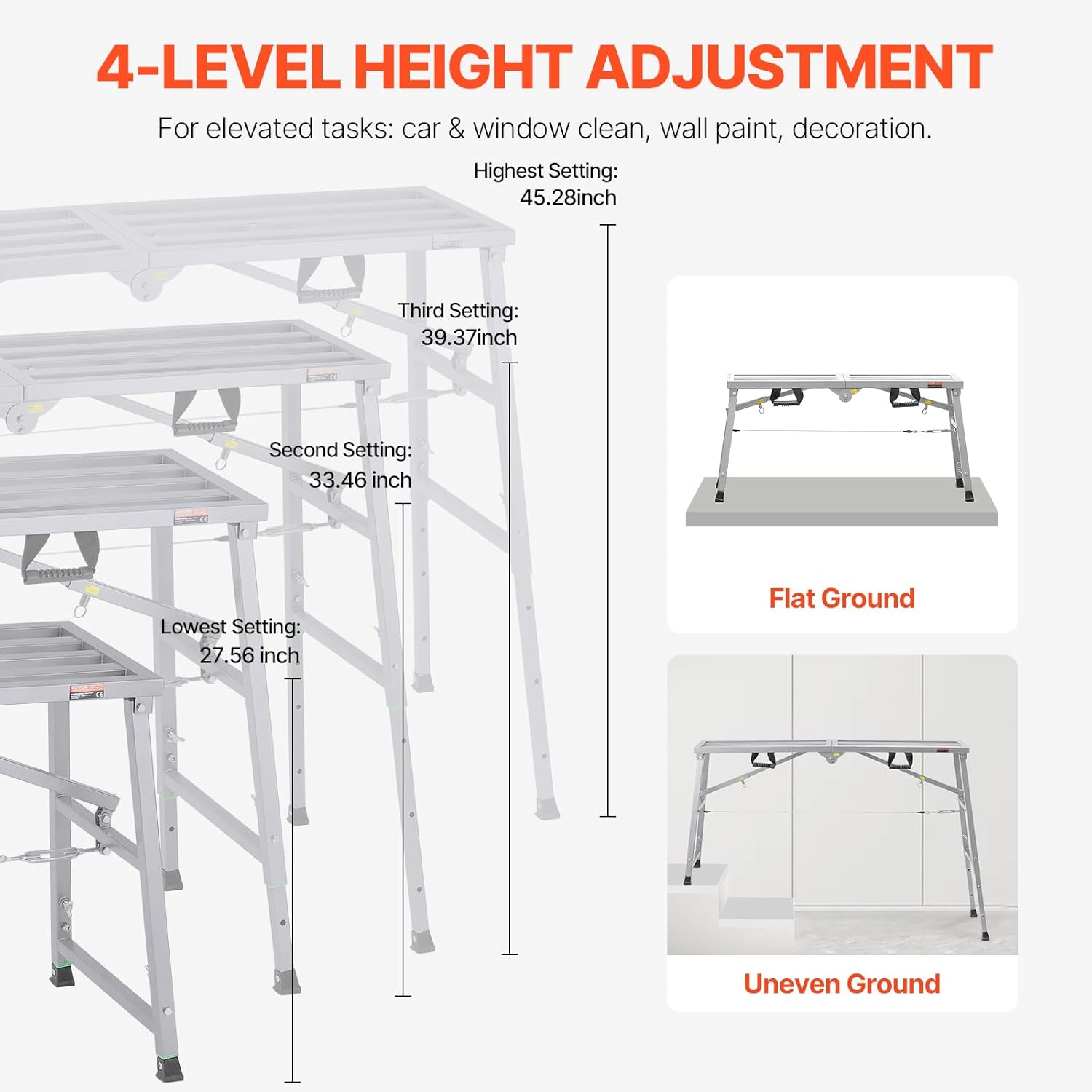 VEVOR Work Platform, 55"x 15" Portable Scaffolding Platform, Folding S