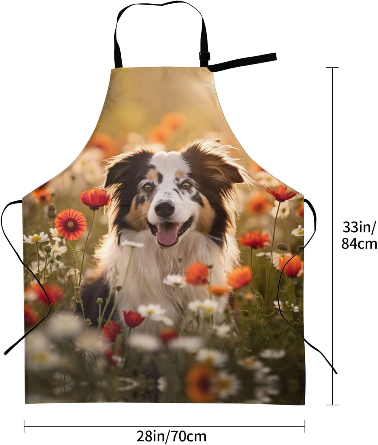Cattle Dog Florals print Waterproof apron with pocket adjustable cooking apron for adult kitchen bibs to bake