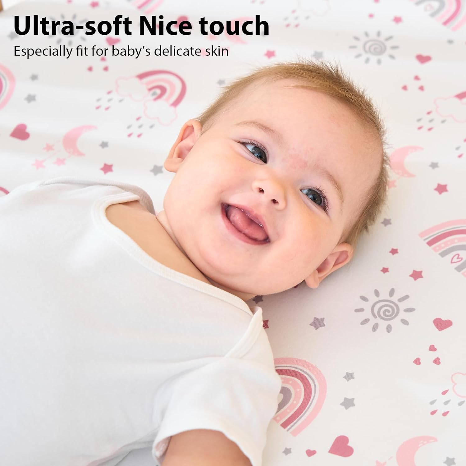 Baby Crib Sheets Girl, 3 Pack Toddler Bed Sheets Fitted for 52”x28” St