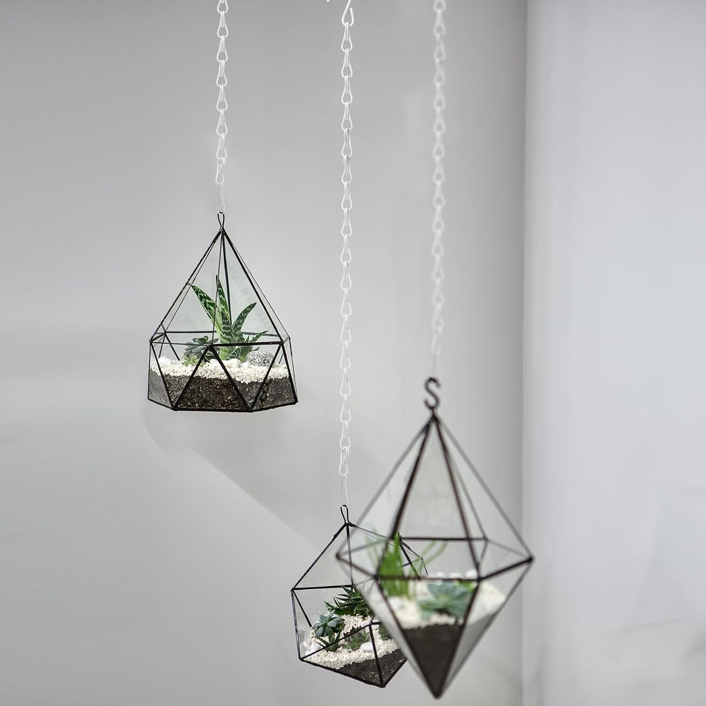 Hotop 8 Pcs Metal Hanging Chains with Ceiling Hooks, Garden Plant Hangers for Hanging Bird Feeders, Billboards, Chalkboards, Basket, Planters, Lanterns, Wind Chimes, Chain Hook DIY(16.38 Inch,White)
