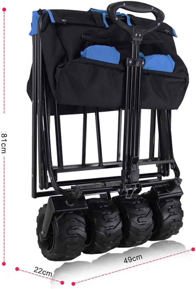 Foldable Wagon, All-Terrain Wheel Garden Cart Portable Dual-Brake Tele