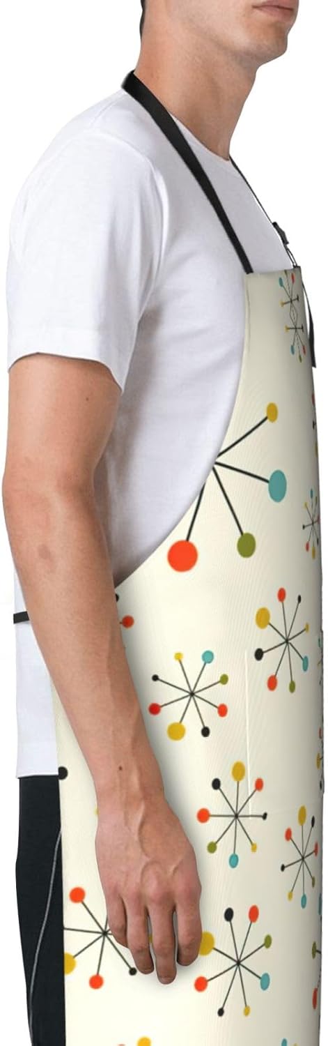 Retro Modern Print Laundry apron 28x33 In Waterproof Kitchen Apron with Pockets for Cooking Baking