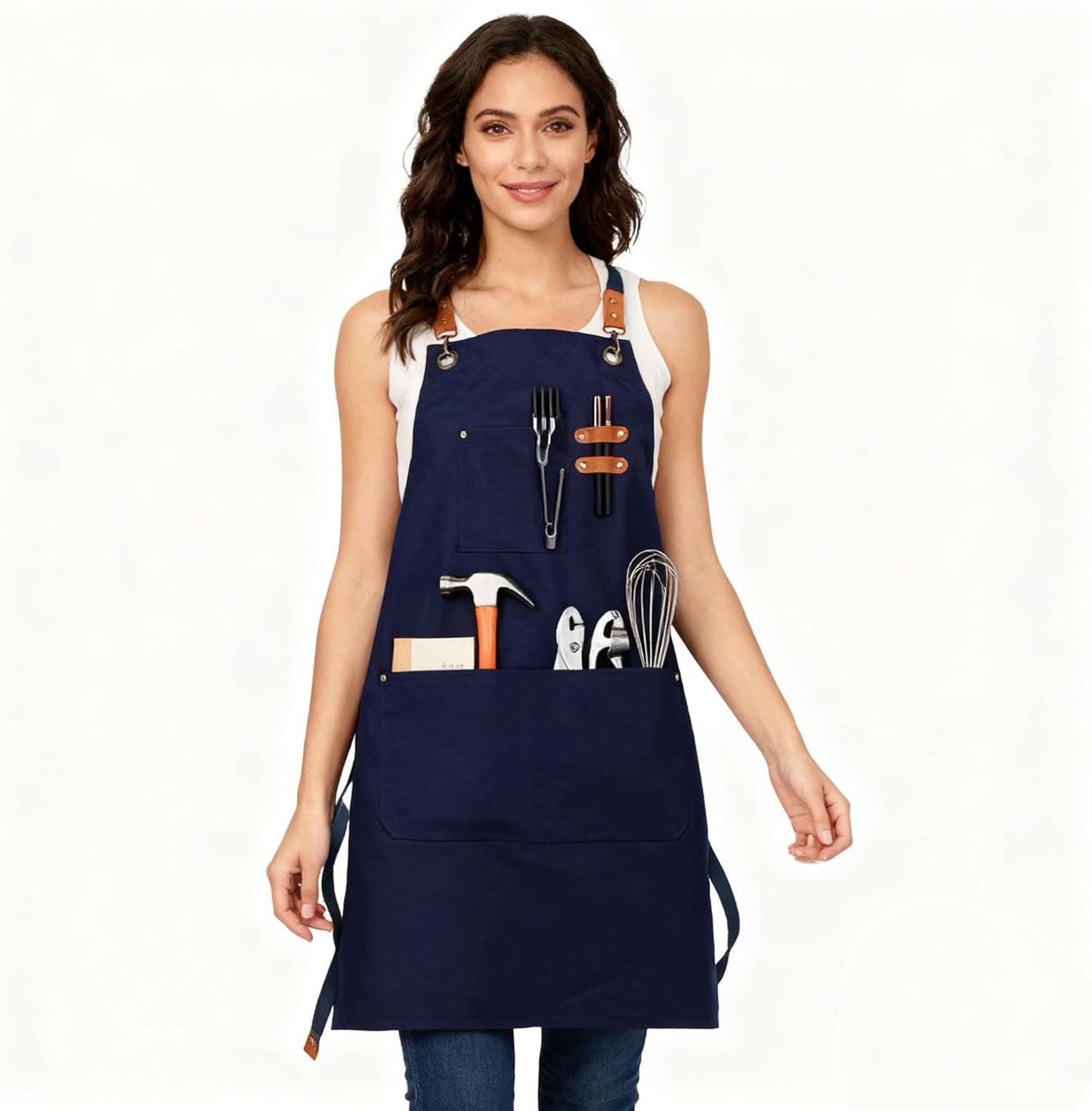 Unisex Canvas Apron - Water-Resistant, Breathable with Large Pockets for Gardening, Grilling, Lawn Care, Kitchen & Cleaning
