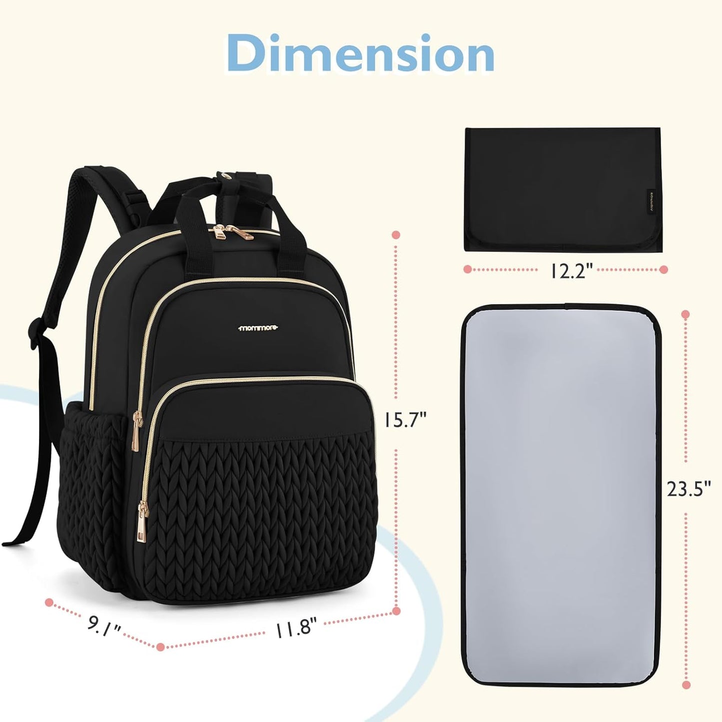 mommore Diaper Bag Backpack, Stylish Travel Baby Bag with Insulated Po