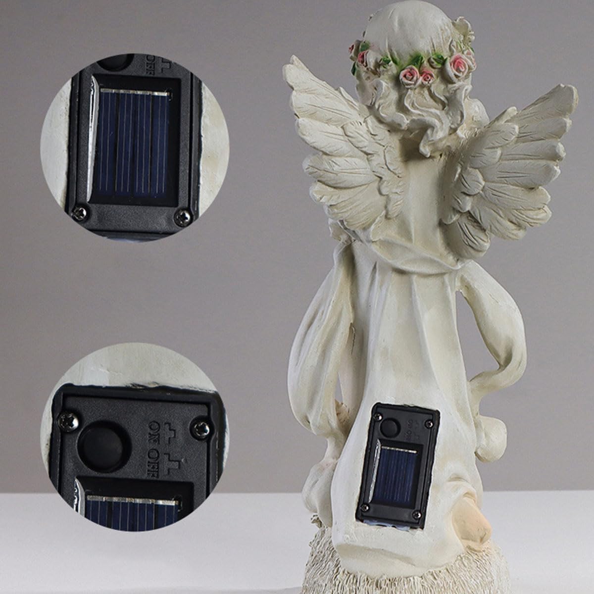 Lovely Flower Fairy Solar Night Light American Country Style Handmade Statue Art Ornament for Summer,Garden and Villa Decoration