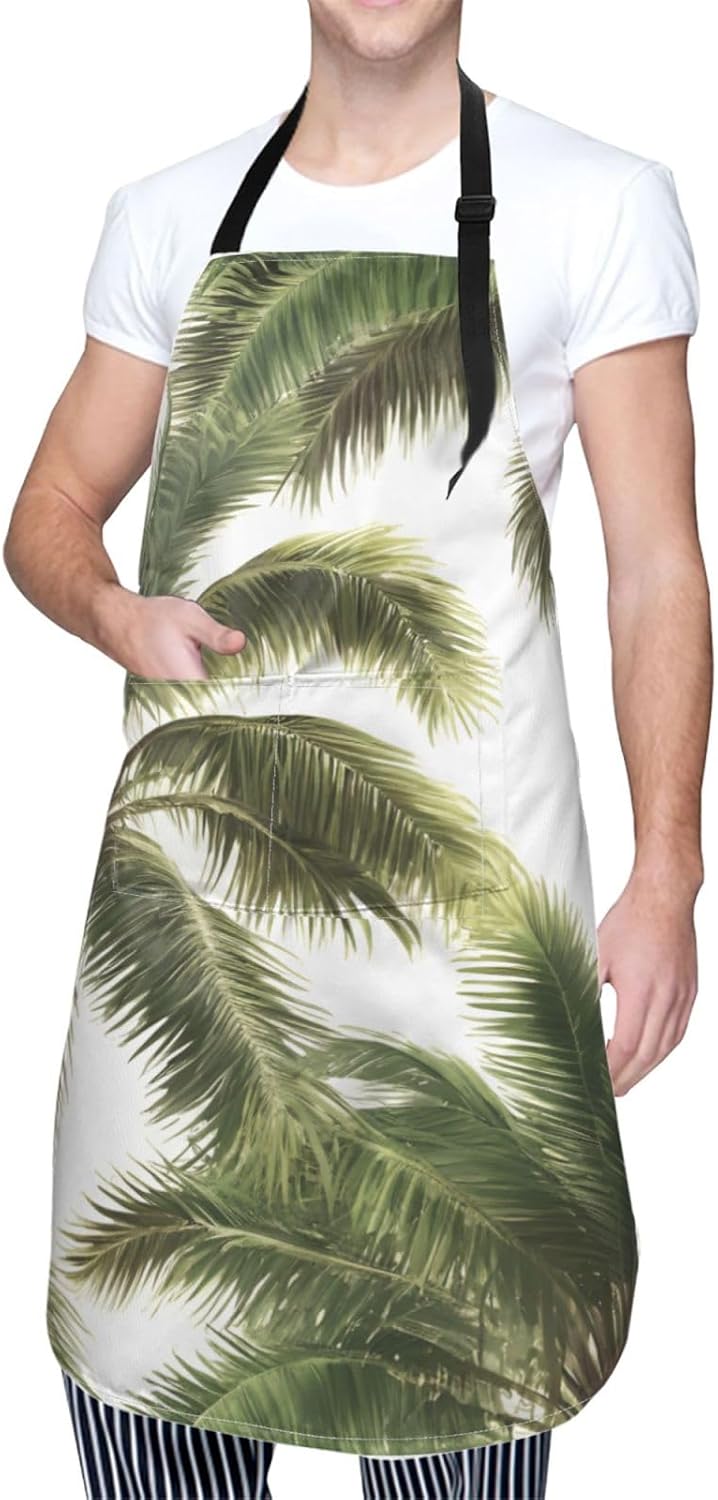 YANYU Palm Tree Print 28x33 In Kitchen Apron Stylish Chef Apron with P