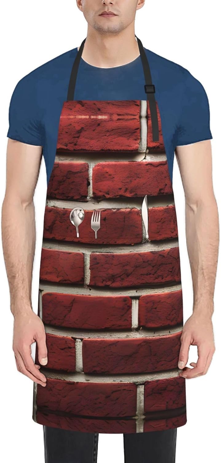 Brick Red Stone print Waterproof chef's apron with pocket apron for ki