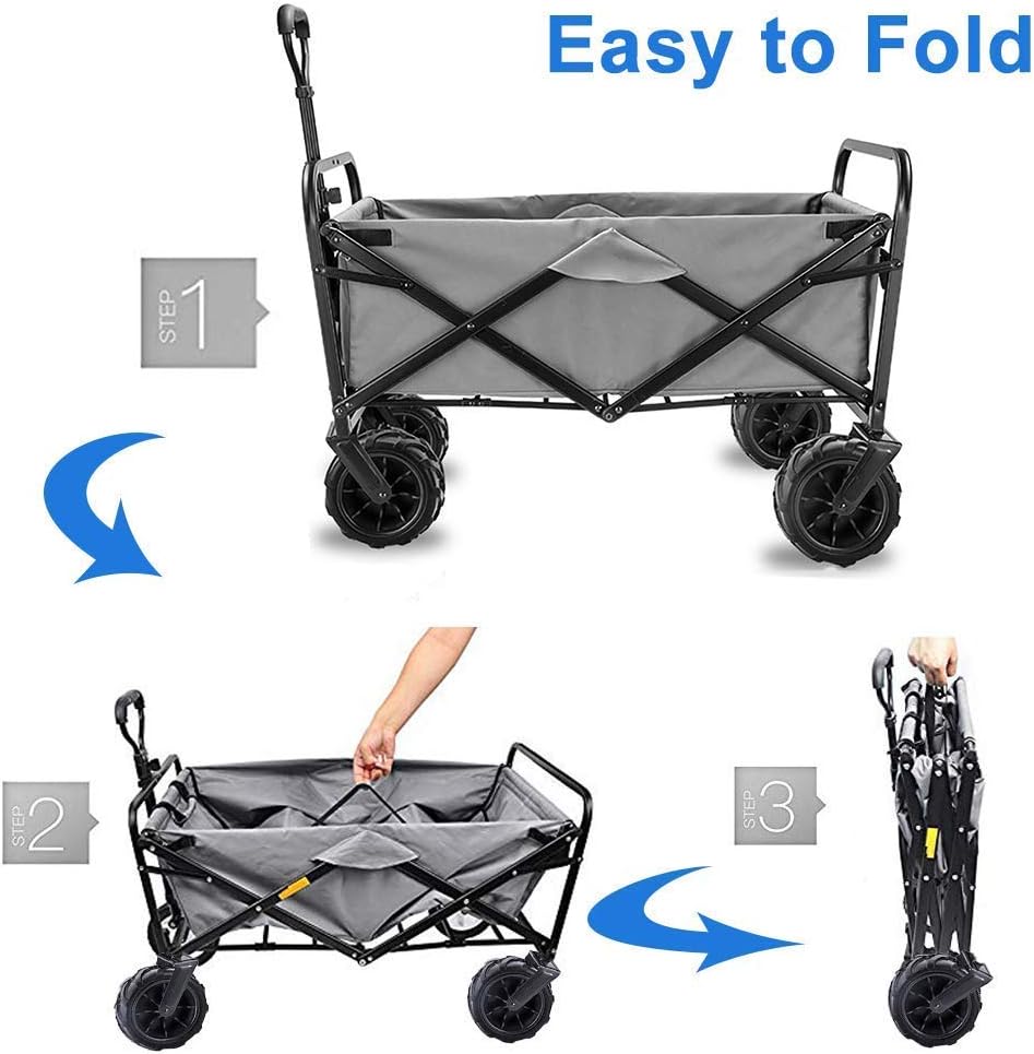 Garden Roly Foldable Cart High Durability Holiday Trolley Pull Truck Transporter with Brake Wheels Foldable 90kg/198lb Capacity Shopping Cart (E: Green) (F: Red) (C: Gray)