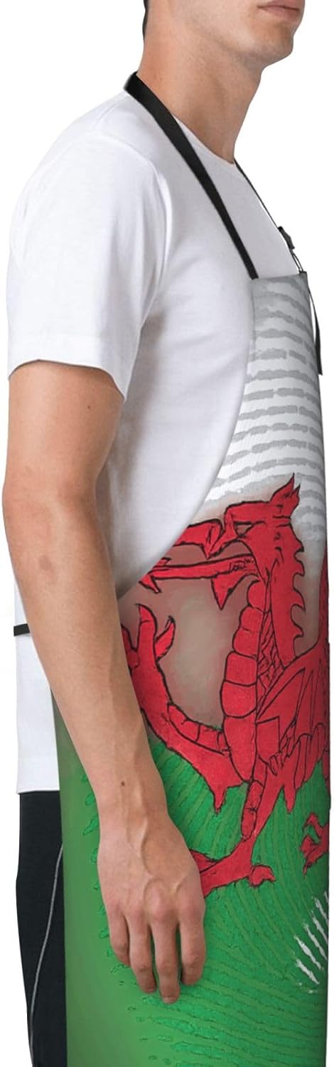 YANYU Welsh Dragon Print 28x33 In Kitchen Apron Stylish Chef Apron with Pockets for Cooking Baking Painting