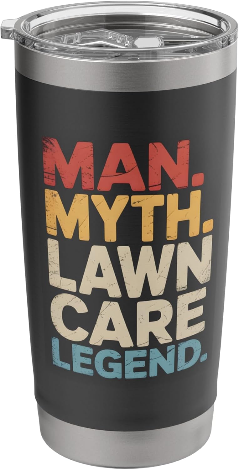 Retro Lawn Care Dad Mower Vintage Gardening Yard Grass Lover Stainless Steel Insulated Tumbler