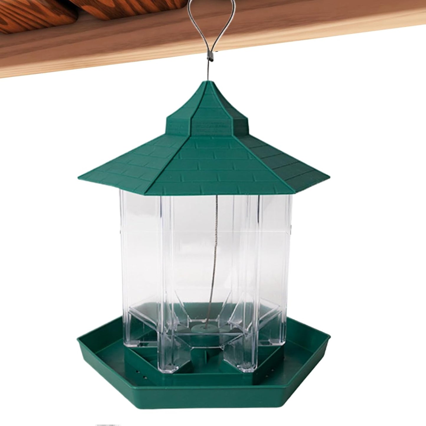 Bird Feeders Outside - Clear Gazebo Bowl, Suspending Station for Garden Wildlife, Transparent Seed Hub, Avian Hardware Supply with Six Ports, Outdoor Feeding Tool for Hosting Birds, & Viewing Nature