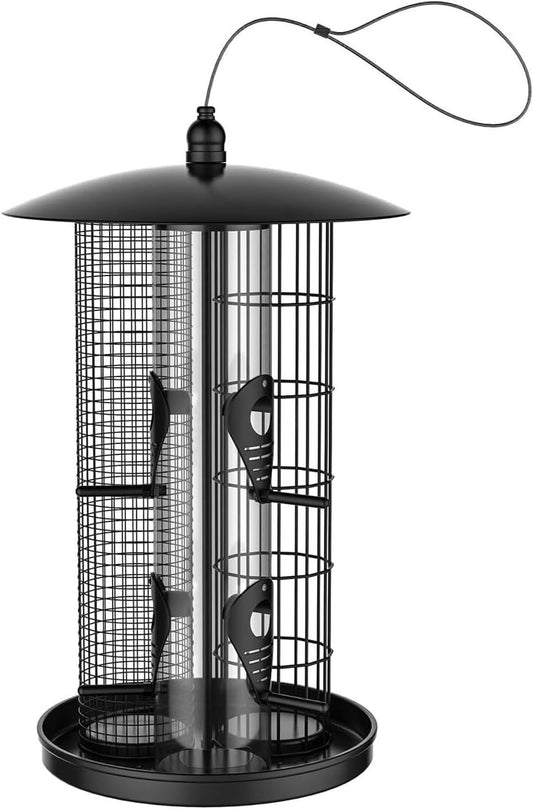 Triple Tube Bird Feeder, Squirrel Proof Feeding Station, Weatherproof 