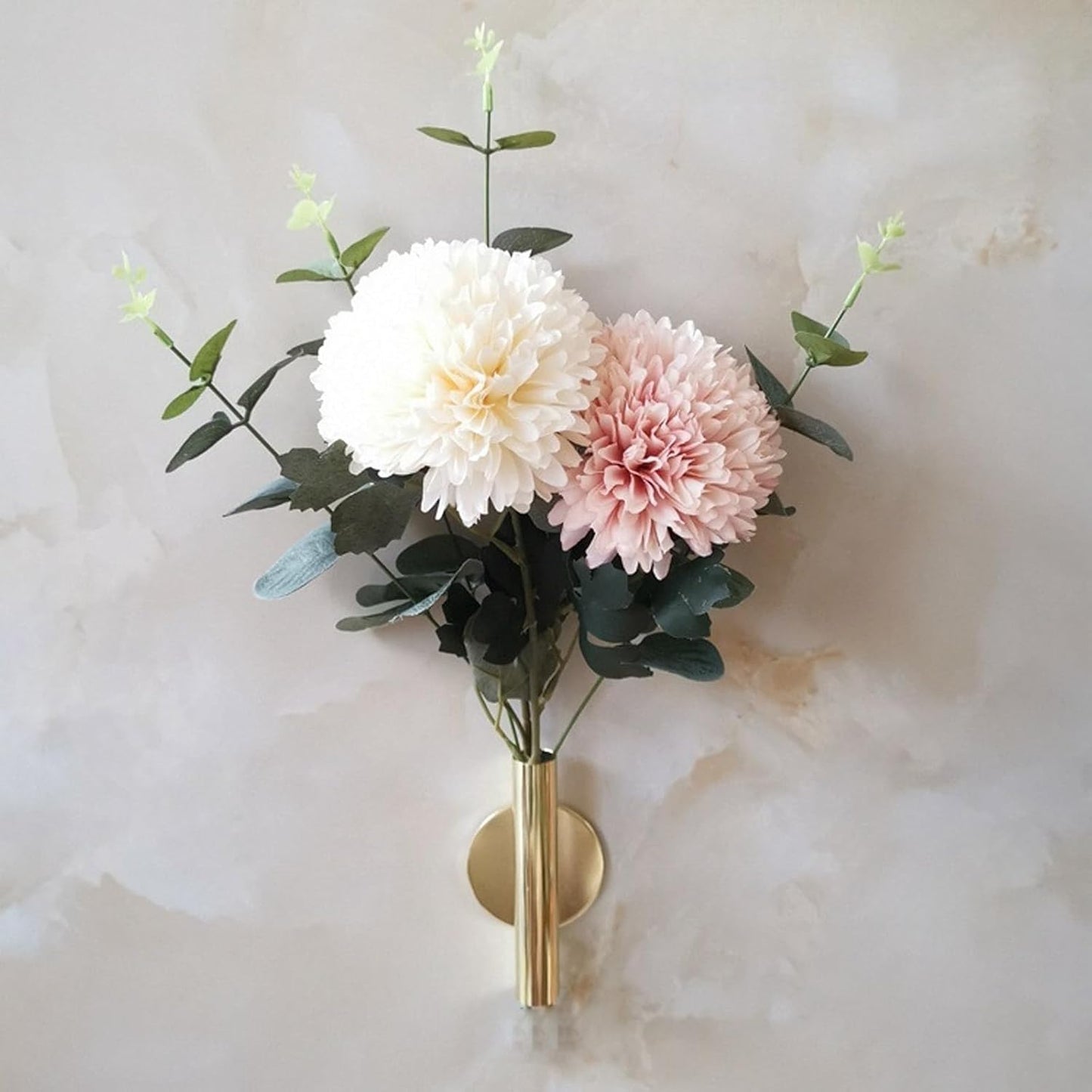 AIM & GGKK Wall Planters,4 Pcs Wall Mounted Metal Hanging Plant Holder for Indoor Small Gold Boho Flower Vase Tube for Modern Home Decor Display Art Bedroom Bathroom Living Room