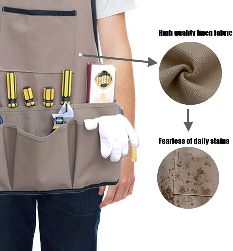 Garden Apron Woodworking Apron adjustable Men&Women,Gardening Apron wi