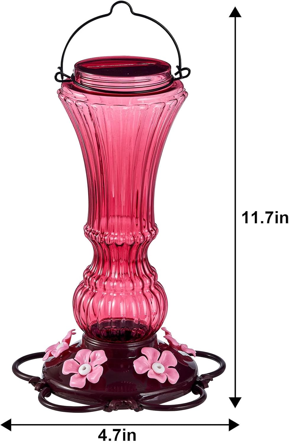 2 Pack Hummingbird Feeder for Outdoors Plastic Bee Proof Humming Bird Nectar Feeders with 5 Flower Feeding Ports Hanging for Outsides Garden Decor, 20 oz