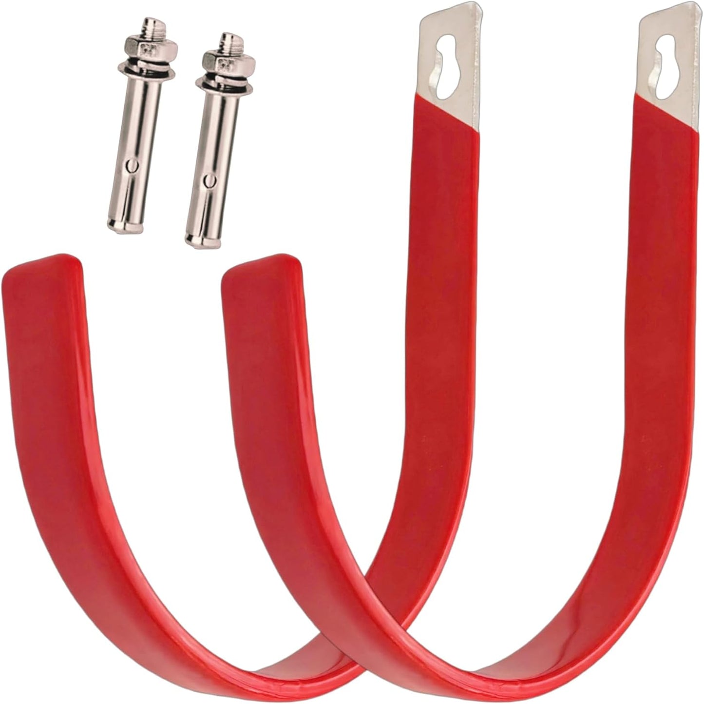 2Pcs Heavy-Duty wall Flat Iron Hooks with Anti-Slip PVC Coating, J-Shaped Hooks for organizing Garage and Garden Tools (Large)