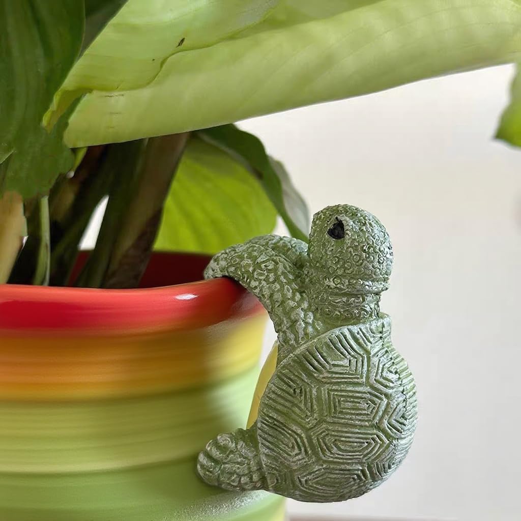 2pcs Turtle Plant Decorations for Pots, Cute Plant Pot Decorations for Vase Fish Tank Home, Indoor Outdoor Animal Figurines Turtle Planter, Tortoise Garden Decor Statue, for Women
