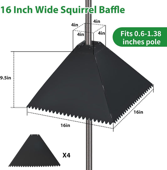 16" Metal Squirrel Baffle, Outdoor Bird Feeder Pole Squirrel Spikes Ba
