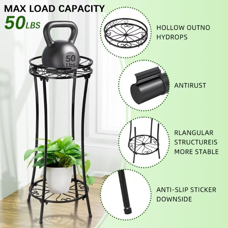 Plant Stand Indoor Outdoor 2 Tier 29" Tall Metal Heavy Duty Rustproof 