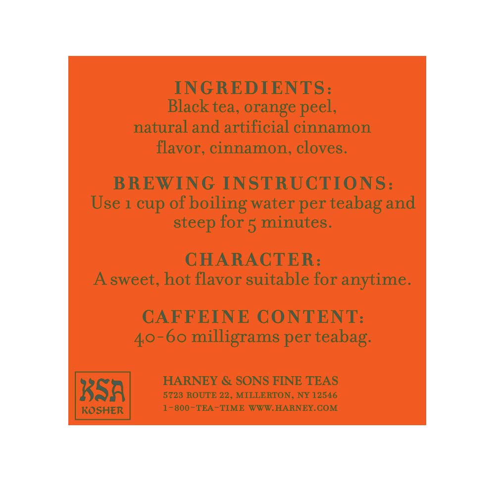 Harney and Sons Hot Cinnamon Spice, a Spicy Black Tea with Cinnamon, Orange Flavors & Sweet Clove - 50 Teabags