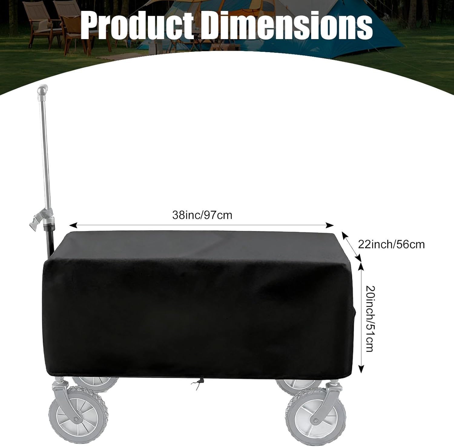 XhuangTech 38’’×22’’ Garden Wagon Cover Black, 420D Fabric Portable Fo