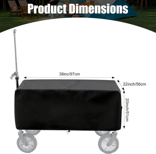 XhuangTech 38’’×22’’ Garden Wagon Cover Black, 420D Fabric Portable Fo