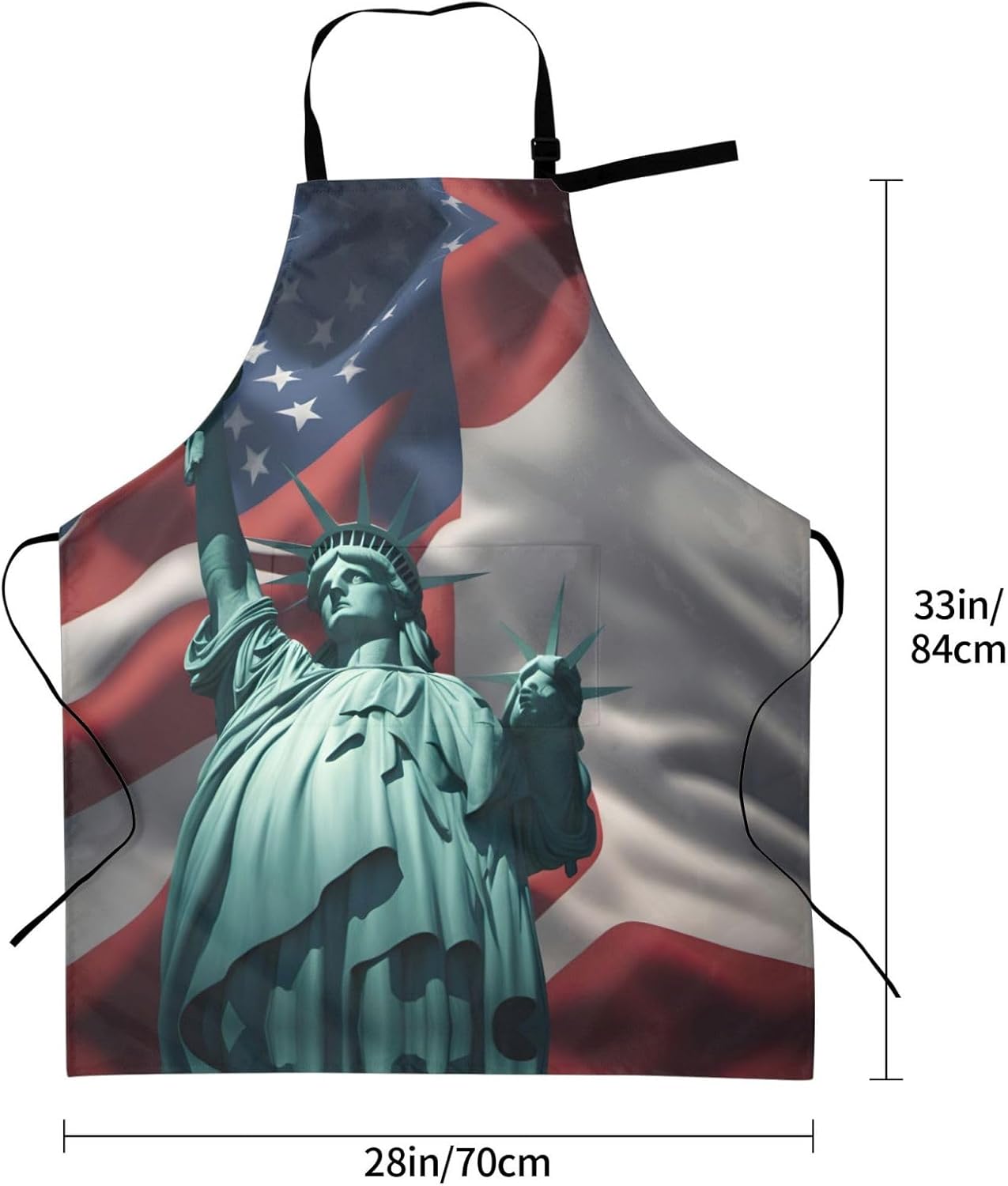 Statue of Liberty Flag print Waterproof chef's apron with pocket apron for kitchen cooking baking barbecue and gardening