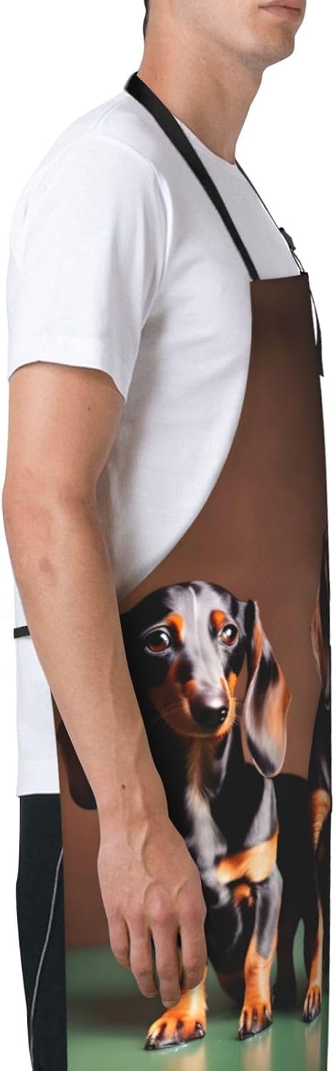 Dachshund Weiner dog Print Laundry apron 28x33 In Waterproof Kitchen Apron with Pockets for Cooking Baking