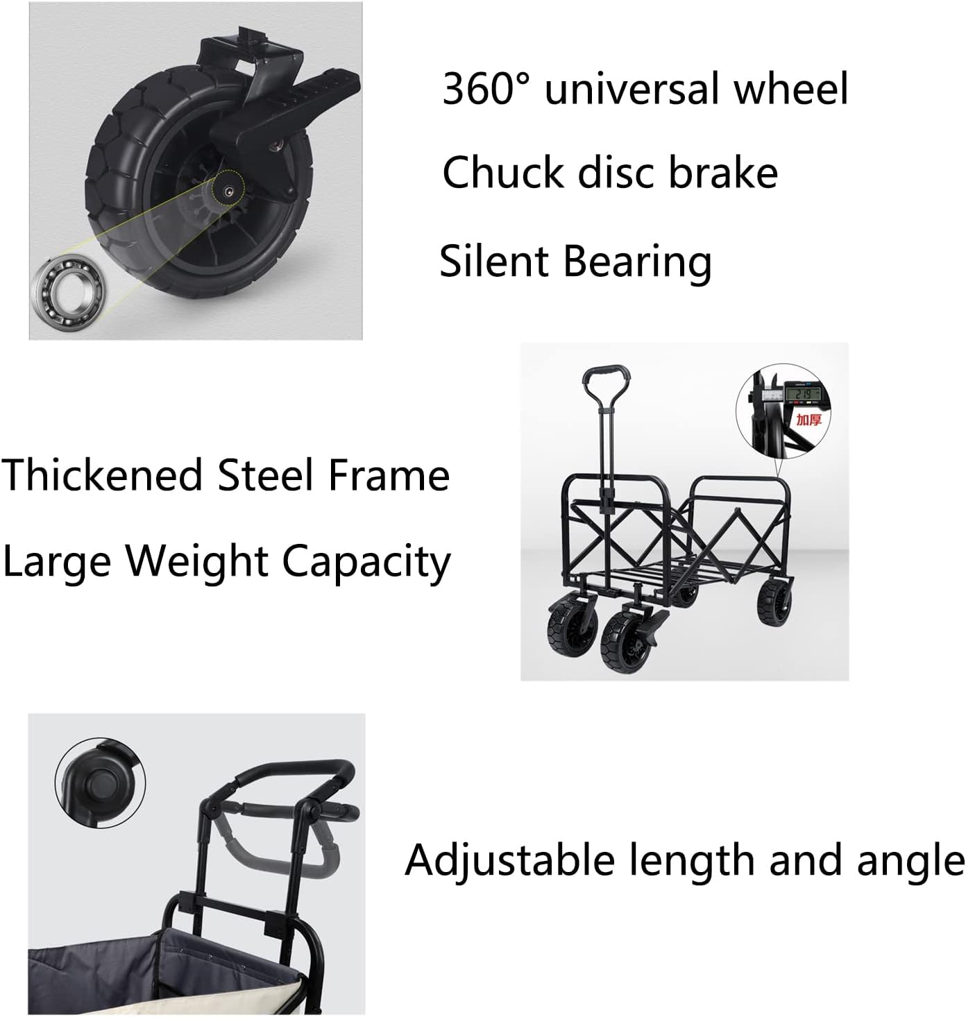 Collapsible Folding Wagon with Canopy - Portable Garden Cart for Beach, Camping & Sports - Off-Road Wheels, 220lbs Capacity, Lightweight & Durable, Blue