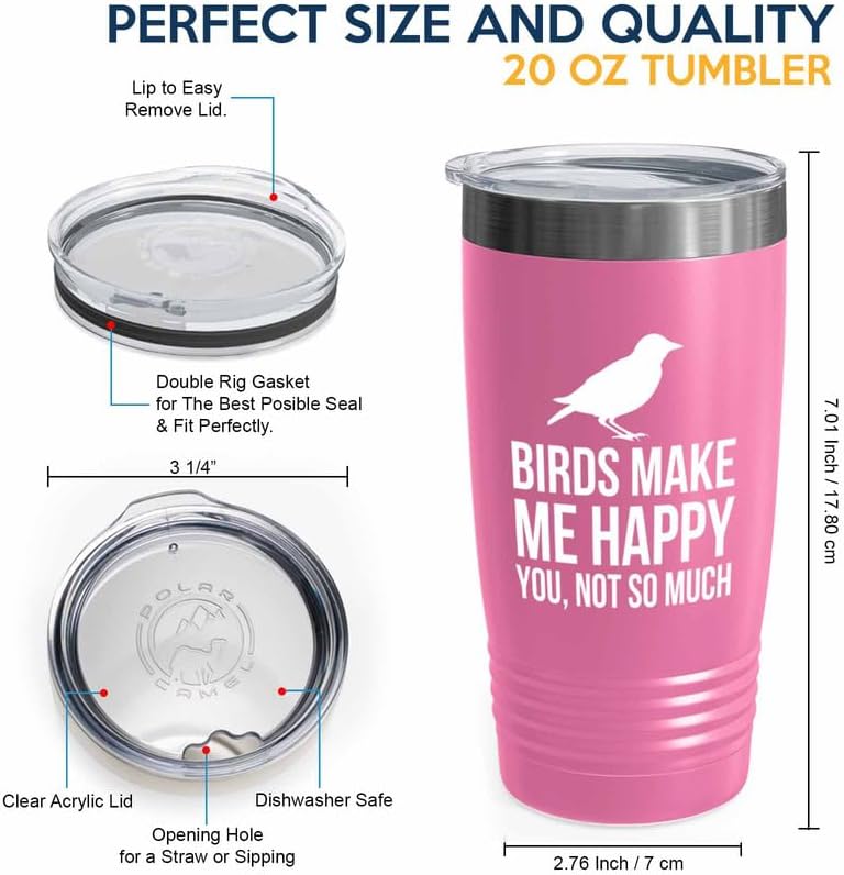 Birding Pink Edition Viking Tumbler 20oz - Birds make me happy - Bird Feeder Backyard Birdwatcher Gifts Birding Bird Lover