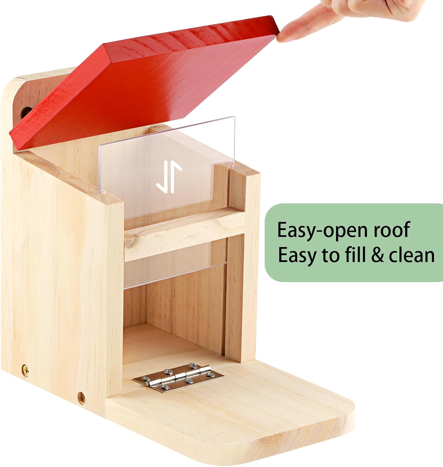 MIXXIDEA Squirrel Feeders for Outside Garden, Wooden Squirrel Feeder Box,Squirrel Feeding Stations with Green Cover, Easy to FillSquirrel Feeding House(Red-1pk)