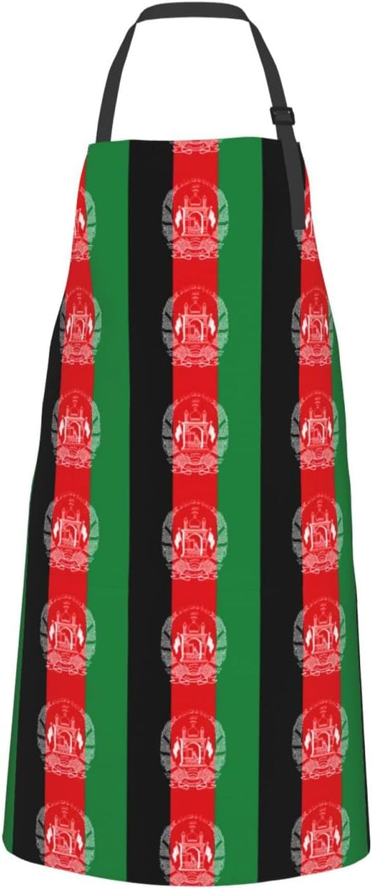 Flag of Afghanistan print Waterproof chef's apron with pocket apron for kitchen cooking baking barbecue and gardening