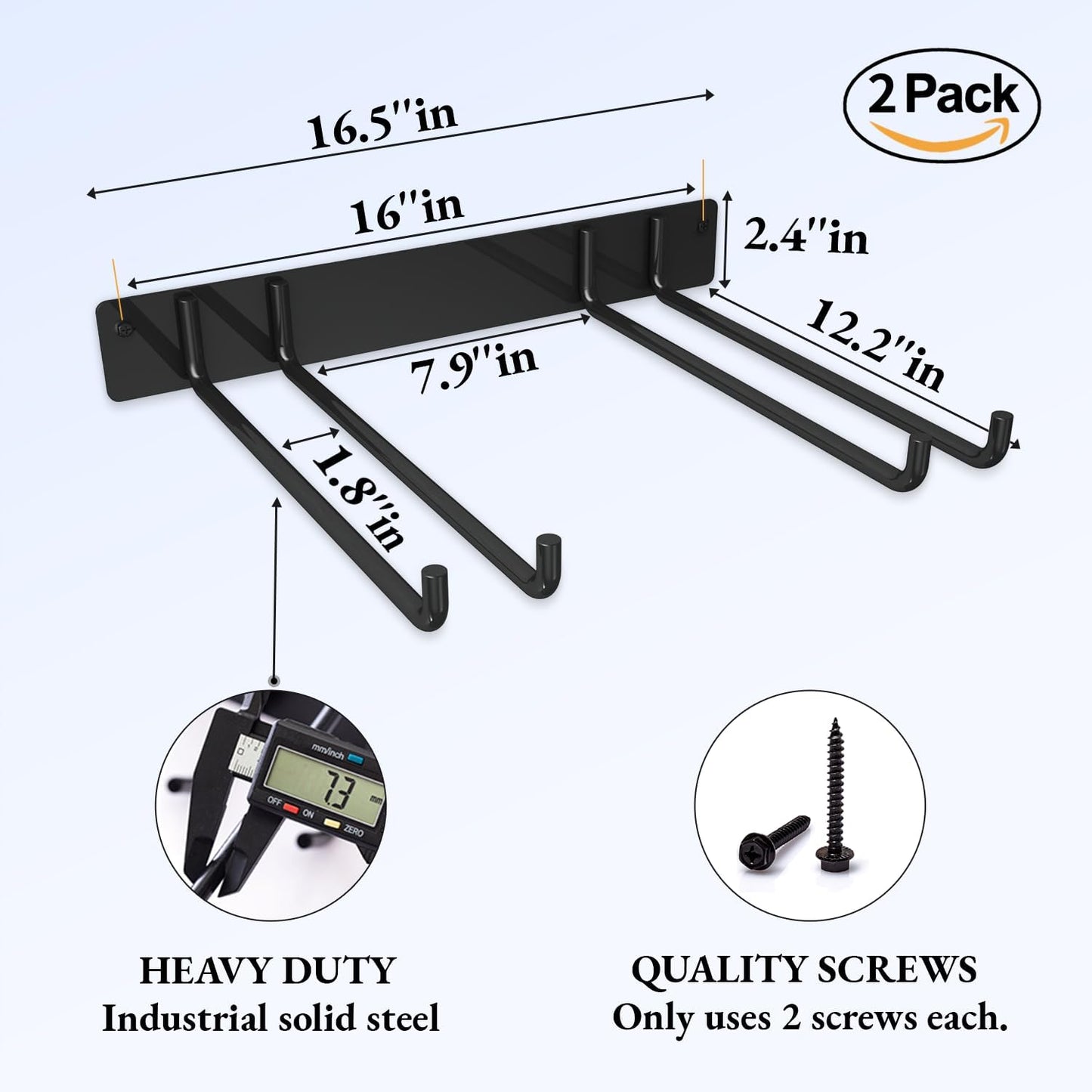 Folding Chair Storage Rack for Garage, 2-Pack Heavy Duty Wall Mount Garden Tool Organizer, Utility Hooks for Lawn, Beach & Camping Chairs, Max Load 240 lbs