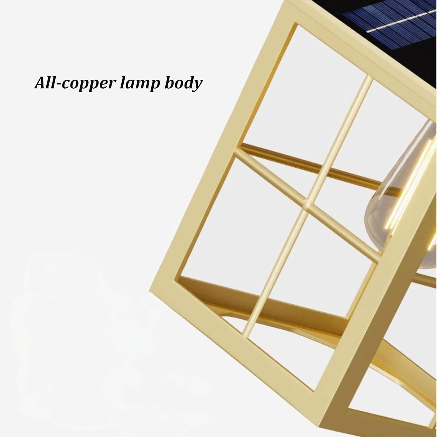 Solar Outdoor Wall Light, Solar Wall Sconce, Exterior Solar Wall Lamp Solid Brass Copper Wall Lantern Glass Shade Waterproof Dusk to Dawn Lighting for Porch Patio Villa Garden Cottage