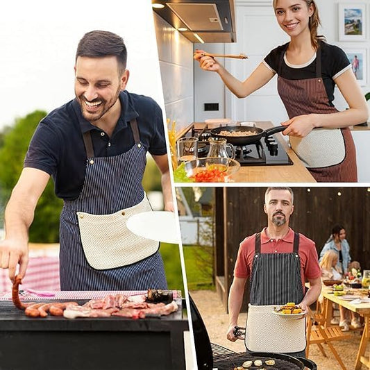 Emesak Water Resistant Cross Back Apron with Detachable Towel & Large Pockets, Unisex Lightweight for Cooking, Grilling, Gardening, Crafts