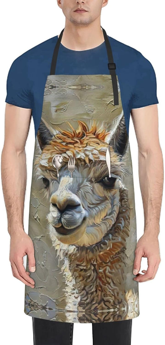 Alpaca Llama Print Laundry apron 28x33 In Waterproof Kitchen Apron wit