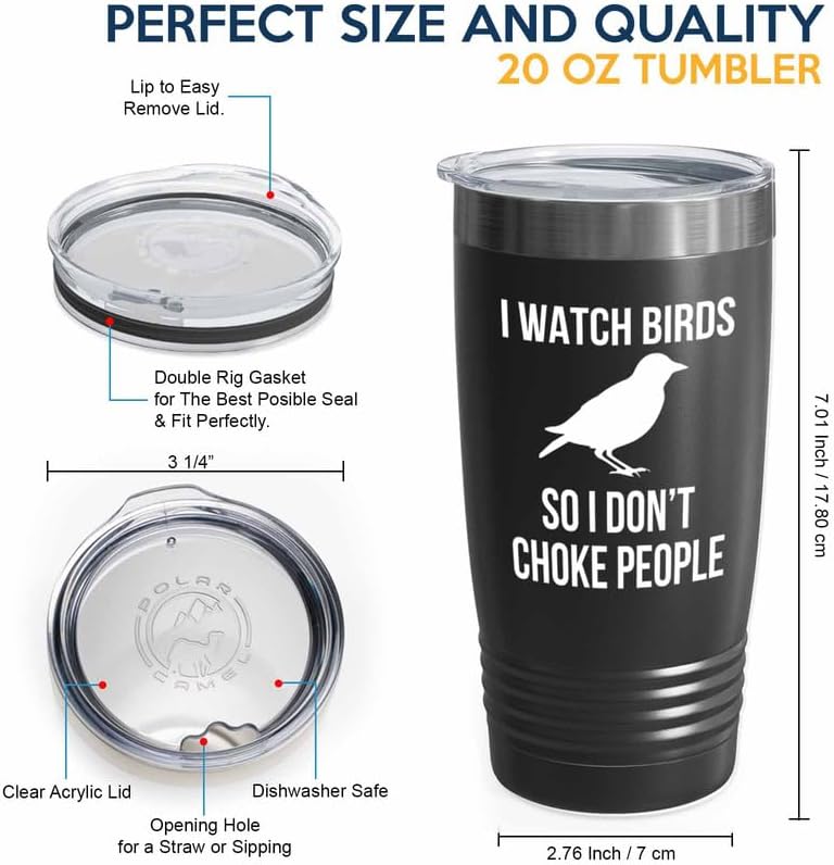 Birding Black Edition Viking Tumbler 20oz - I watch birds - Bird Feede