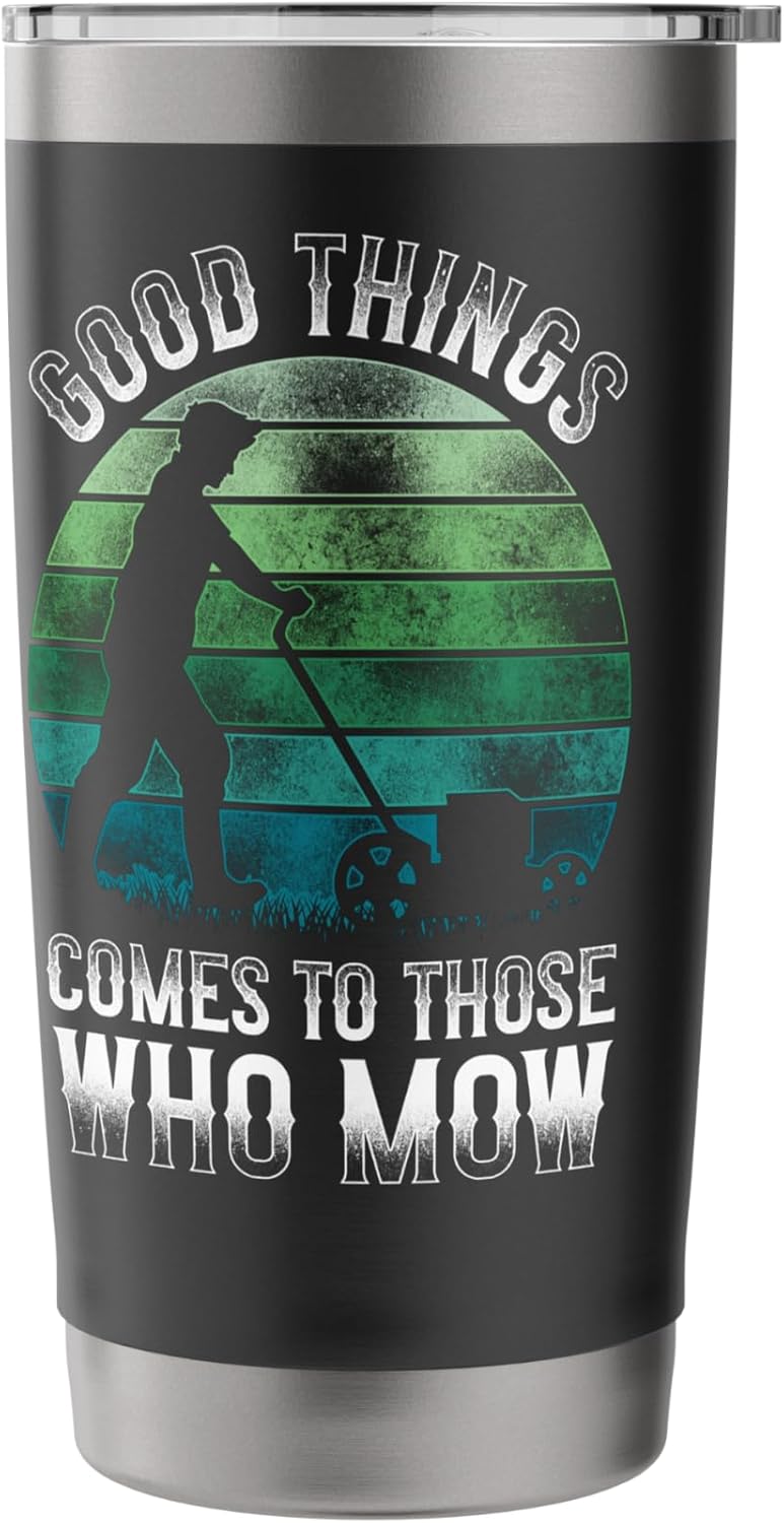 Lawn Mower Mowing Dad Father Landscaper Retro Vintage Good Stainless Steel Insulated Tumbler