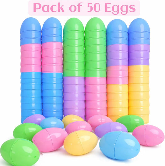GiftExpress Pastel Color Easter Eggs - 50 Piece Assorted Bulk 2.3" x 1