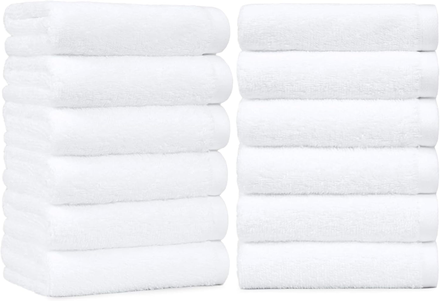 Amazon Basics Soft and Thick Cotton Hand Towels for Bath, Kitchen, Gym, 16 x 26 in, White, 12-Pack