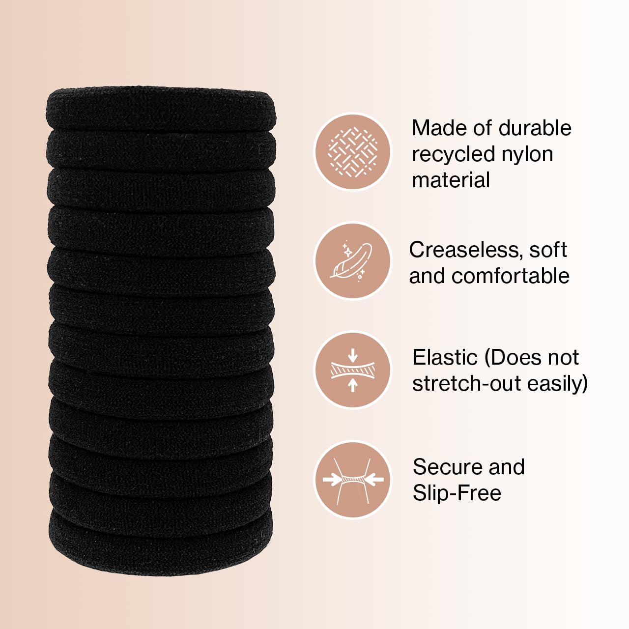 Kitsch Nylon Hair Ties No Damage - Stretchable Hair Bands for Strong A