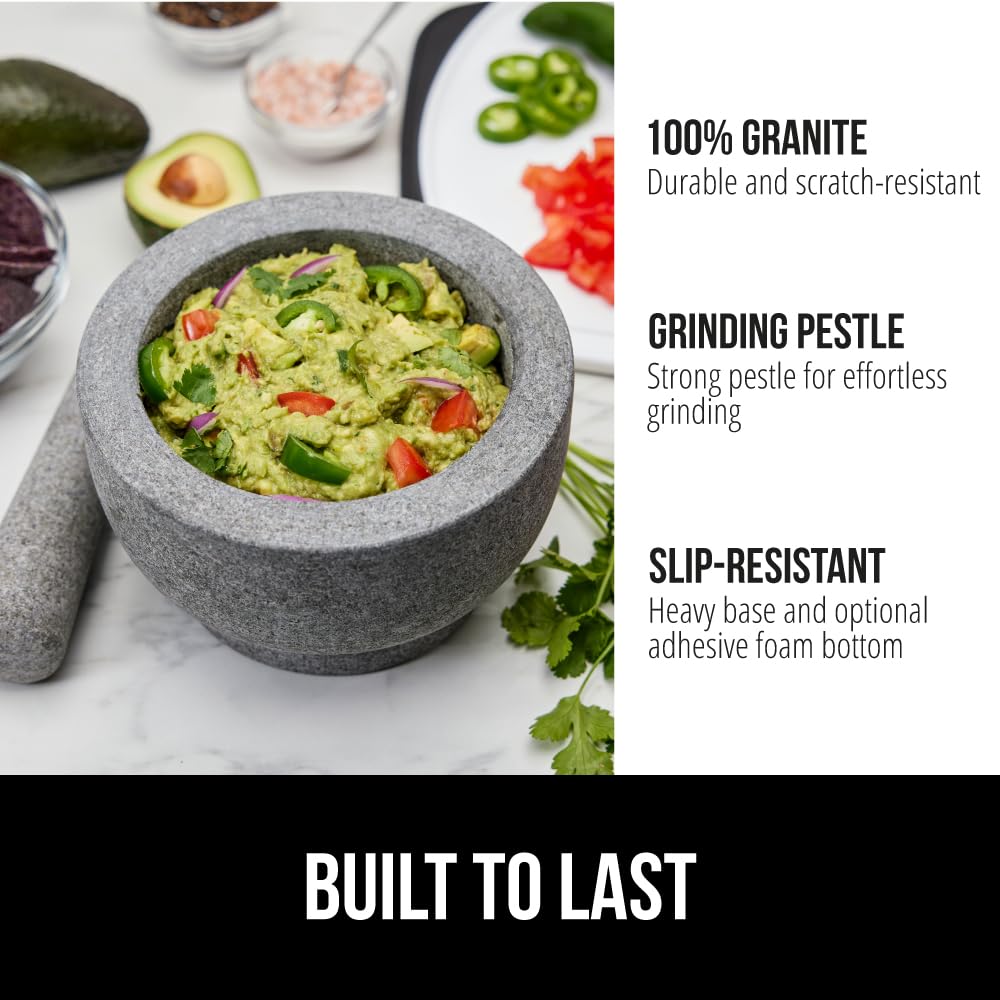 GORILLA GRIP Heavy Duty XL Mortar and Pestle Set with Slip Resistant B