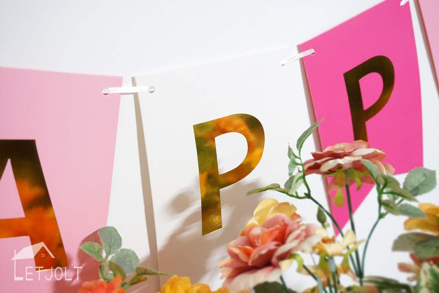 Roseo Pink Happy Birthday Banner Signs Golden Sparkle Funny Birthday Party Supplies for Girls Party Decorations Nursery Decorations 13 Pieces