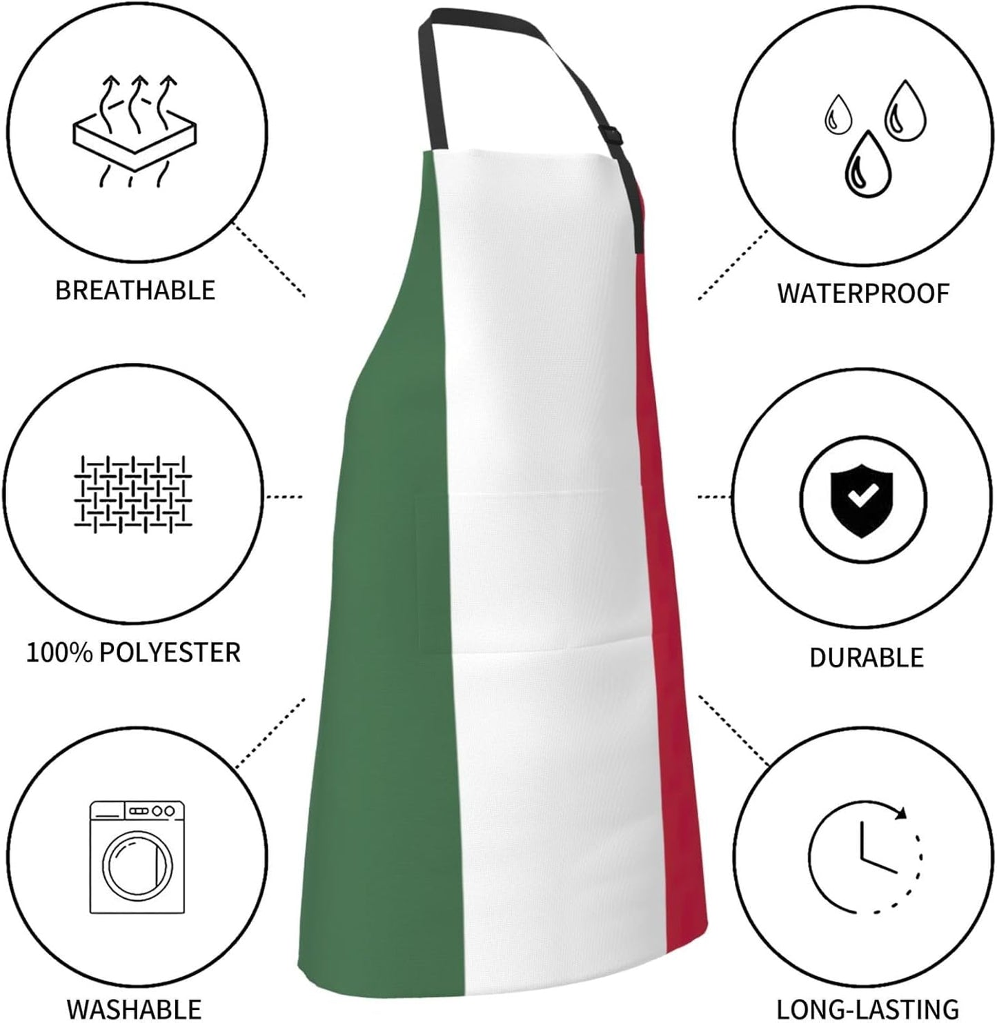 Flag of Hungary print Waterproof chef's apron with pocket apron for kitchen cooking baking barbecue and gardening