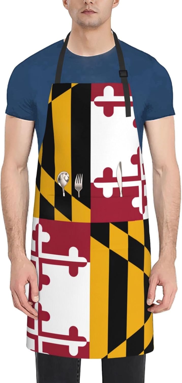 Maryland State Flag print Waterproof chef's apron with pocket apron fo